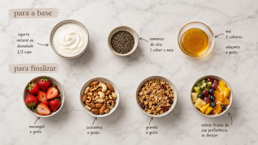 Misture iogurte, chia e mel e prepare um pudim saudável para comer no café da manhã