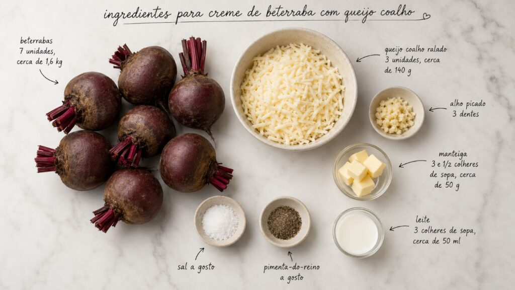 Misture beterraba cozida, alho dourado e queijo coalho e faça um purê cremoso que rende 10 porções