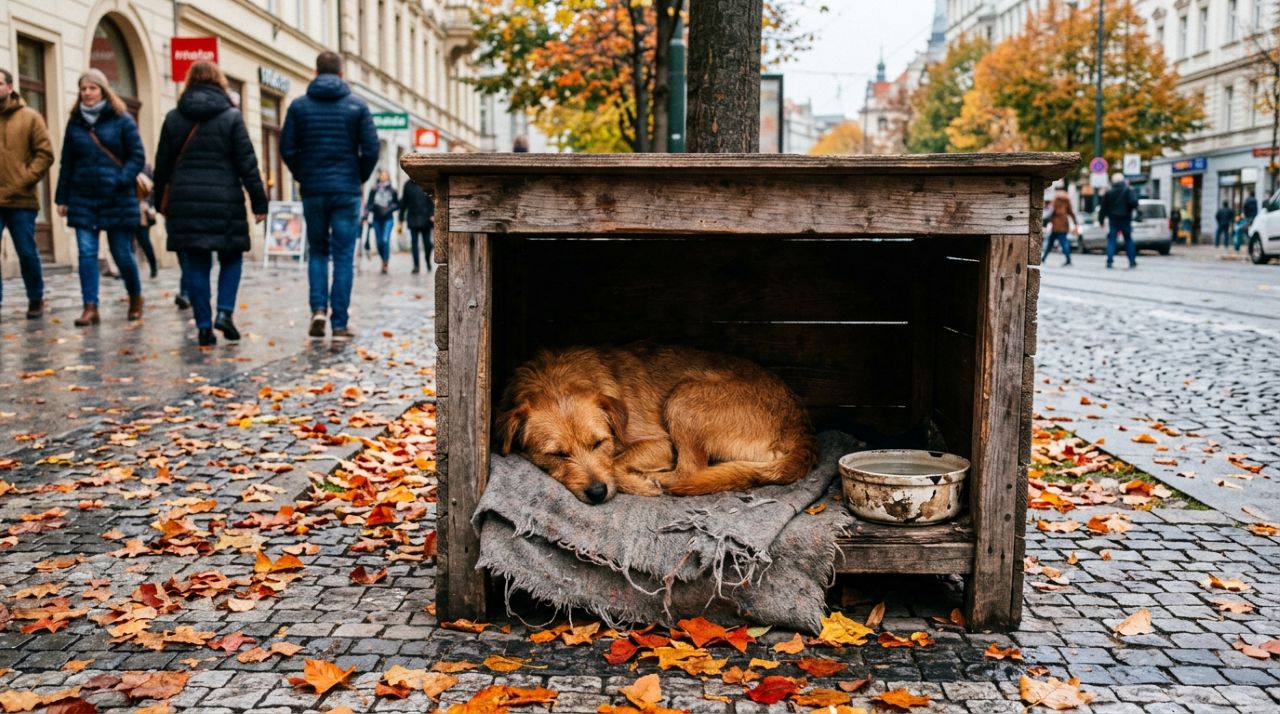 Cão de rua mais dócil recebe abrigo construído especialmente para ele