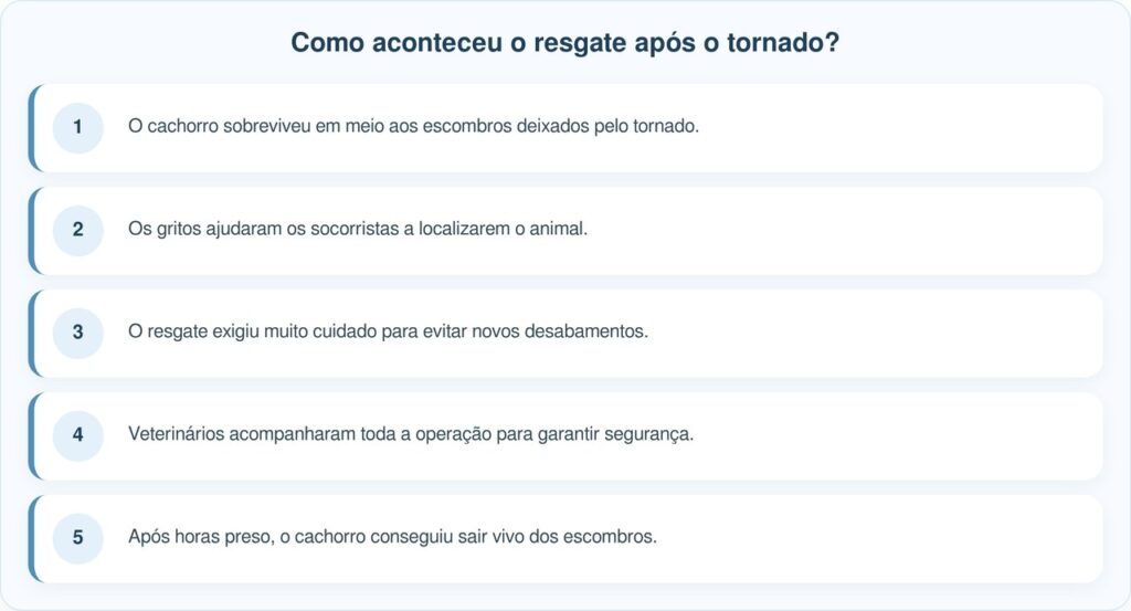 Eles ouviram gritos vindos dos destroços do tornado, até que uma cabeça surgiu
