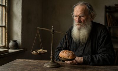 Citação do dia de Liev Tolstói: "Sento-me nas costas de um homem, sufocando-o e obrigando-o a me carregar, e ainda assim asseguro a mim mesmo e aos outros que sinto muita pena dele e desejo aliviar seu sofrimento por todos os meios possíveis, exceto descendo de suas costas."