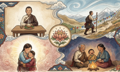 O provérbio tibetano: "O segredo de viver bem e por muito tempo é comer a metade, andar o dobro, rir o triplo e amar sem medida" sobre longevidade saudável