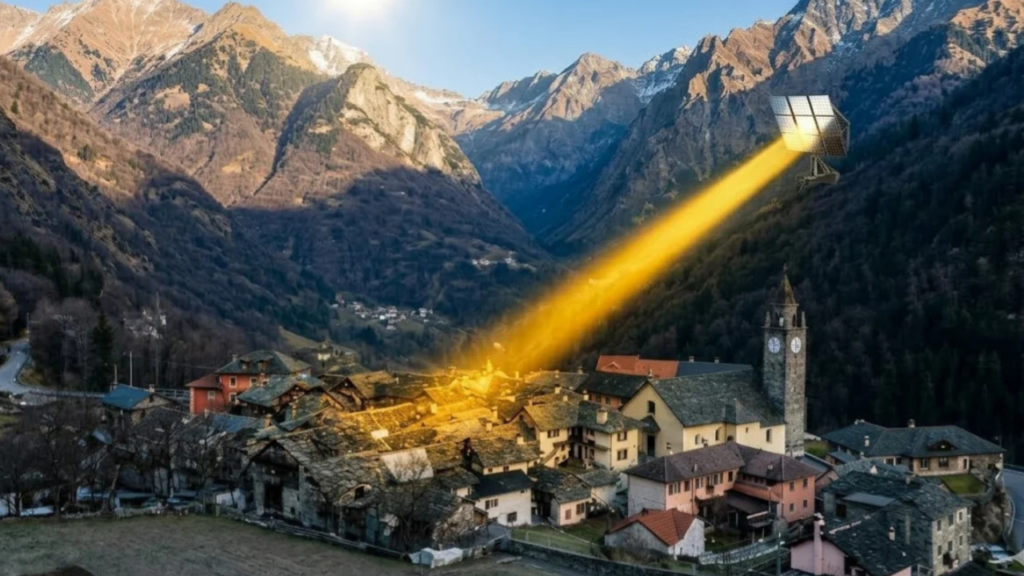 A vila italiana que construiu um espelho gigante na montanha para “trazer o sol” de volta e roubar a luz do inverno