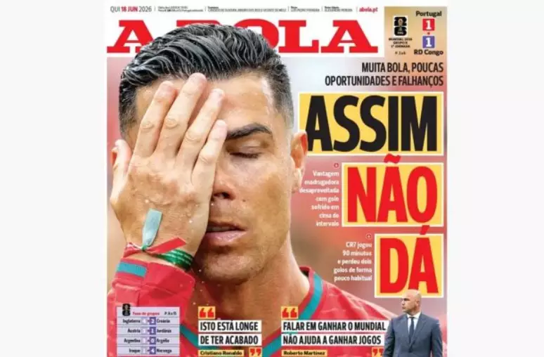 Imprensa internacional detona Cristiano Ronaldo após atuação apagada: “Dez homens e uma estátua”