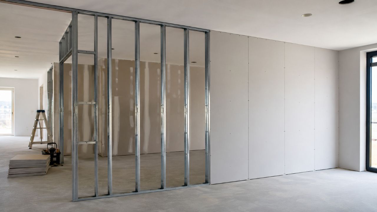 Drywall permite criar paredes internas com menos sujeira e mais rapidez que a alvenaria tradicional