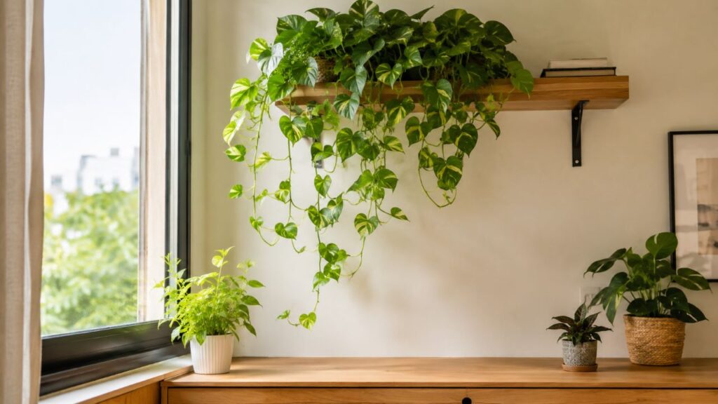 O verde sobe para a parede e libera espaço no dia a dia