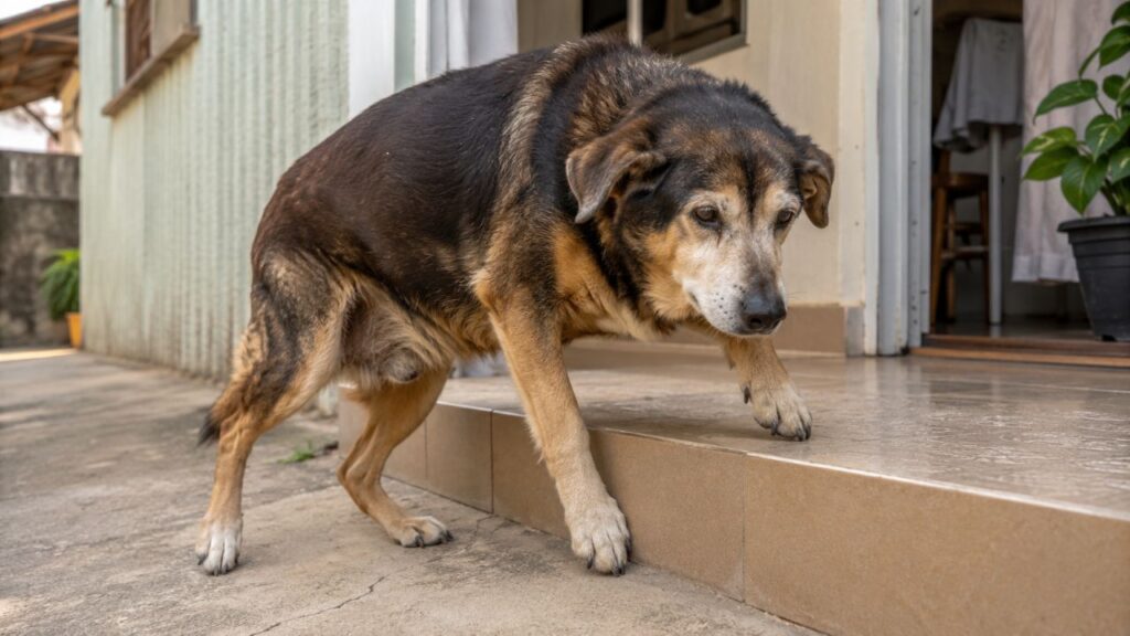 Dificuldade para levantar, subir escadas ou pular pode ser um sinal silencioso de dor no cachorro