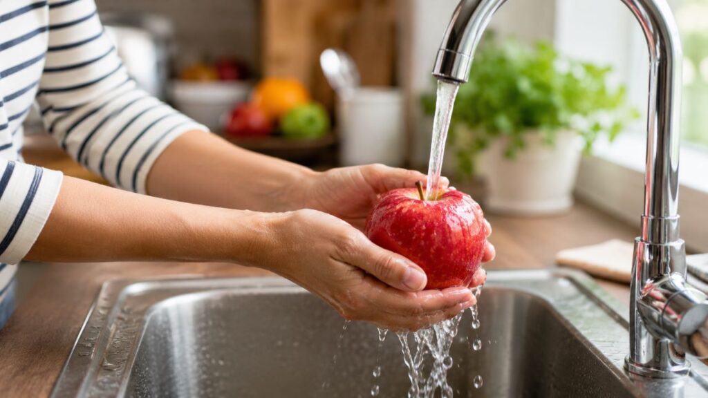 Higienizar bem e consumir a maçã inteira ajuda a aproveitar melhor seus nutrientes e fibras