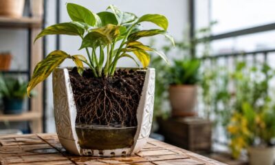 A água presa no vaso pode enfraquecer uma muda recém-plantada