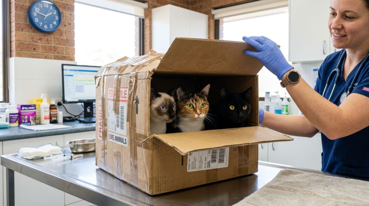 Equipe veterinária fica chocada ao descobrir o que havia dentro de uma caixa lacrada