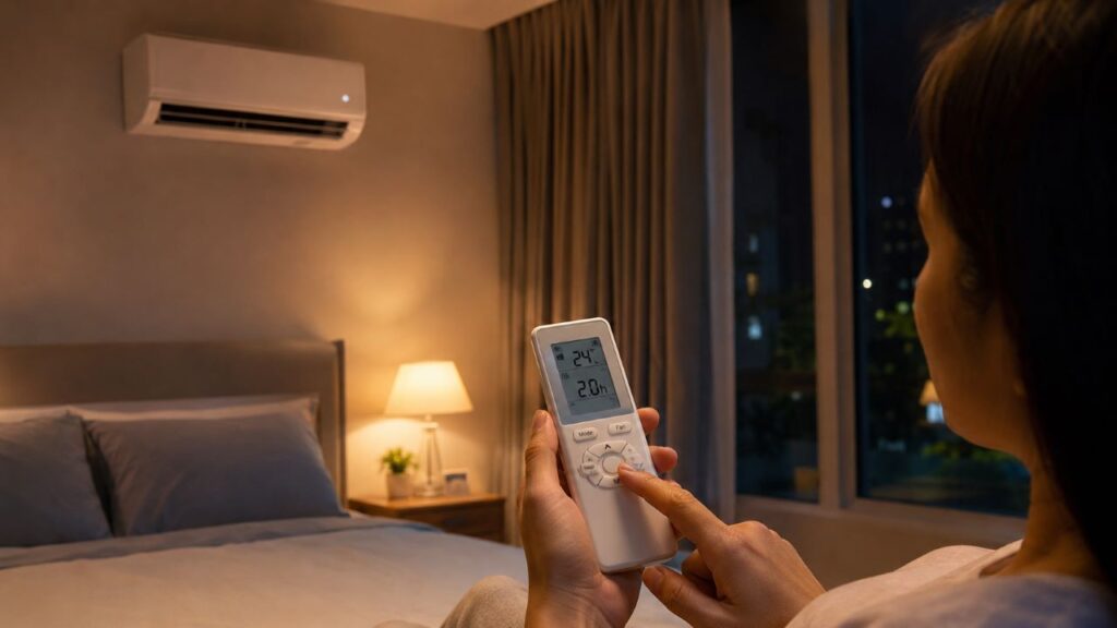 Combinar Sleep, Timer e temperatura adequada ajuda a economizar sem perder conforto durante a noite