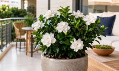 Gardênia combina perfume marcante, flores brancas e visual elegante para transformar a varanda