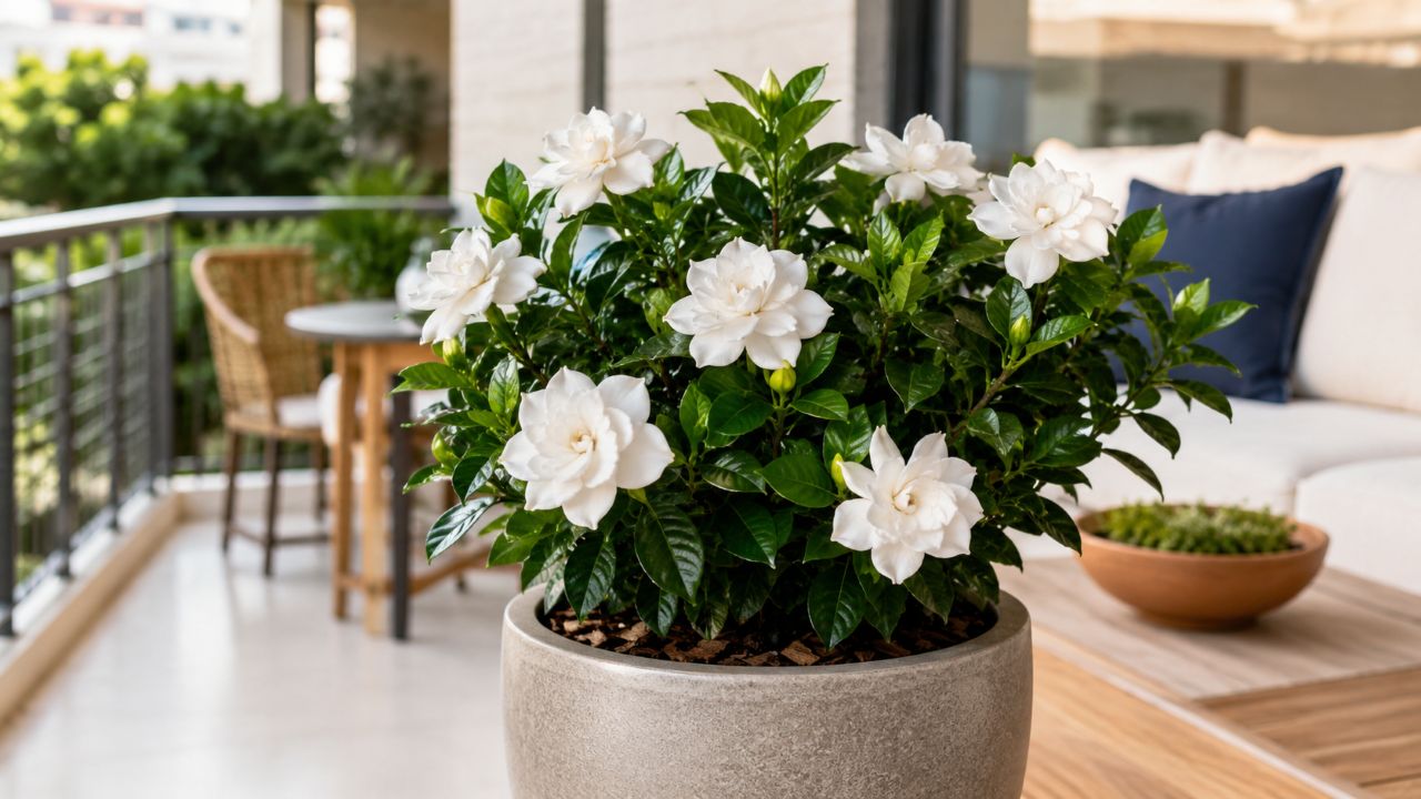 Gardênia combina perfume marcante, flores brancas e visual elegante para transformar a varanda