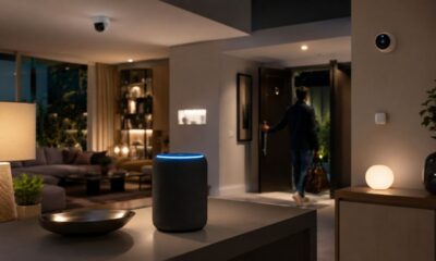Uma rotina personalizada da Alexa pode coordenar luzes, câmeras e avisos quando o morador sai