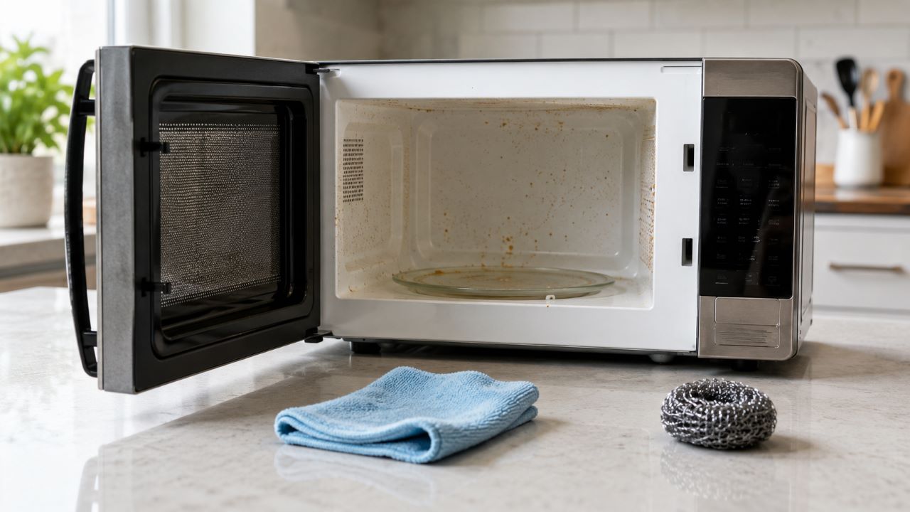Por que você nunca deve usar esponja de aço no micro-ondas na hora da limpeza?