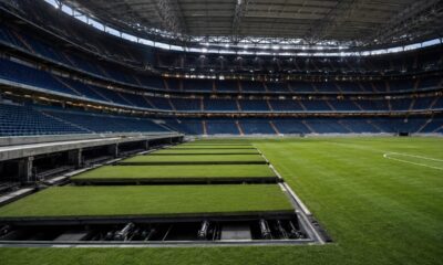 O gramado do Bernabéu desaparece em uma estrutura subterrânea criada para protegê-lo