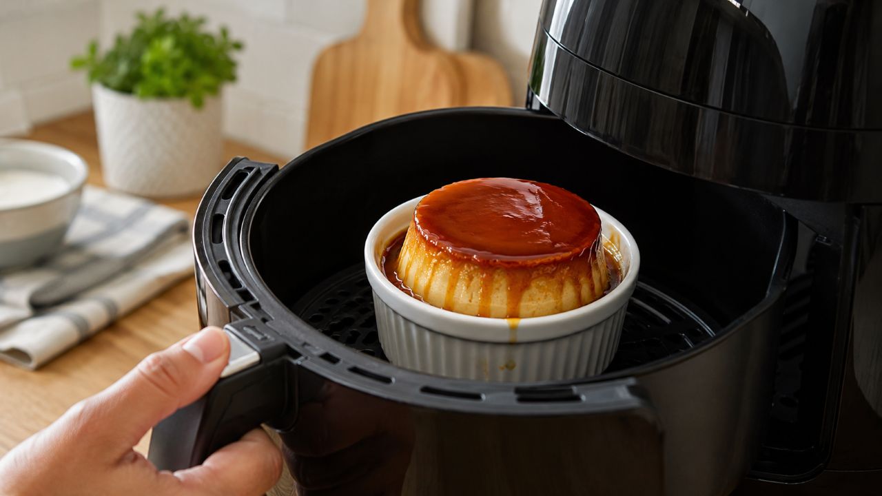 Pudim de Air Fryer fica pronto mais rápido quando feito em porções individuais