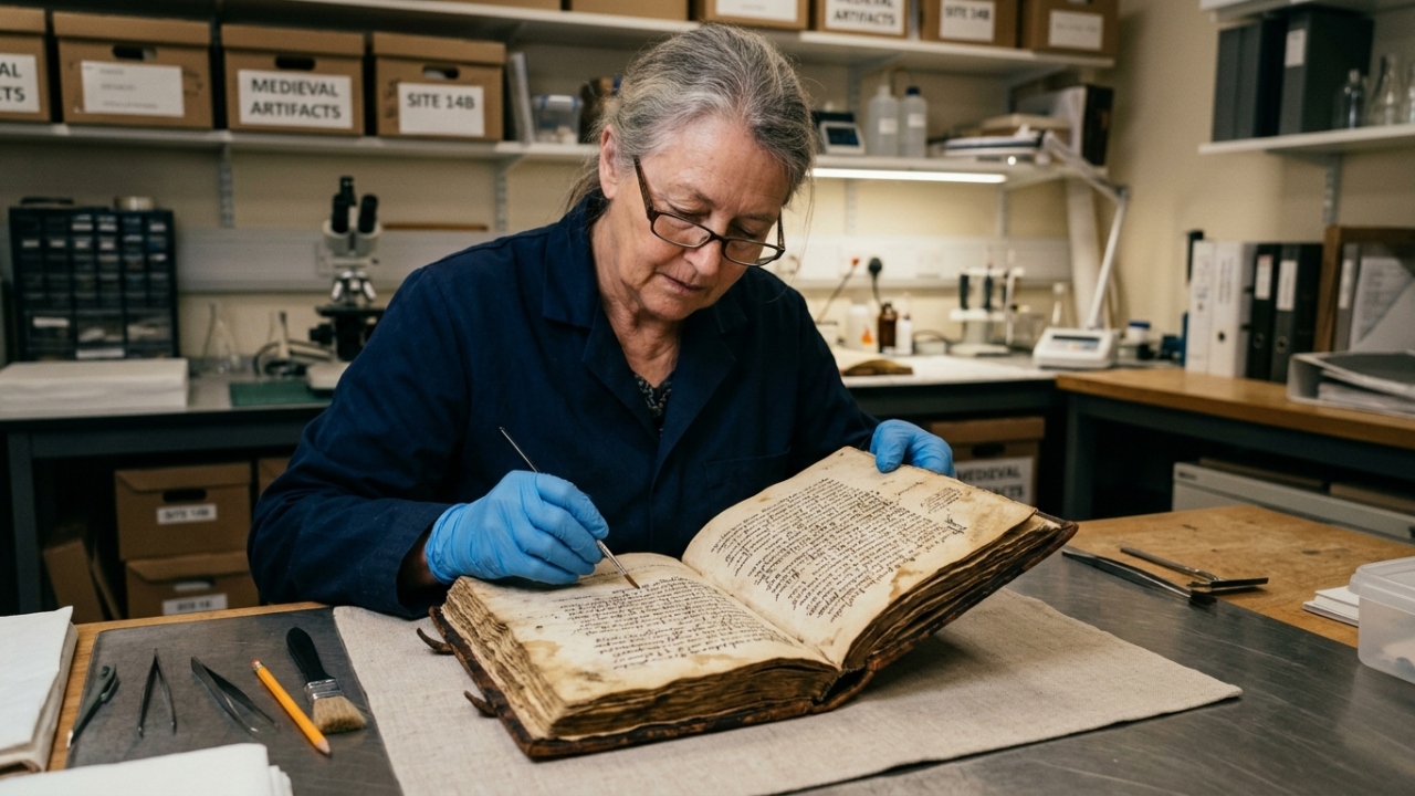 Arqueólogos encontram raro caderno medieval de 700 anos e tentam decifrar seu conteúdo