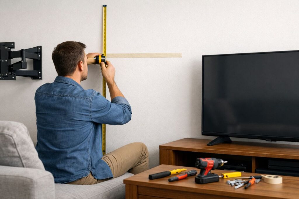 Medir sentado evita instalar a TV alta demais na parede