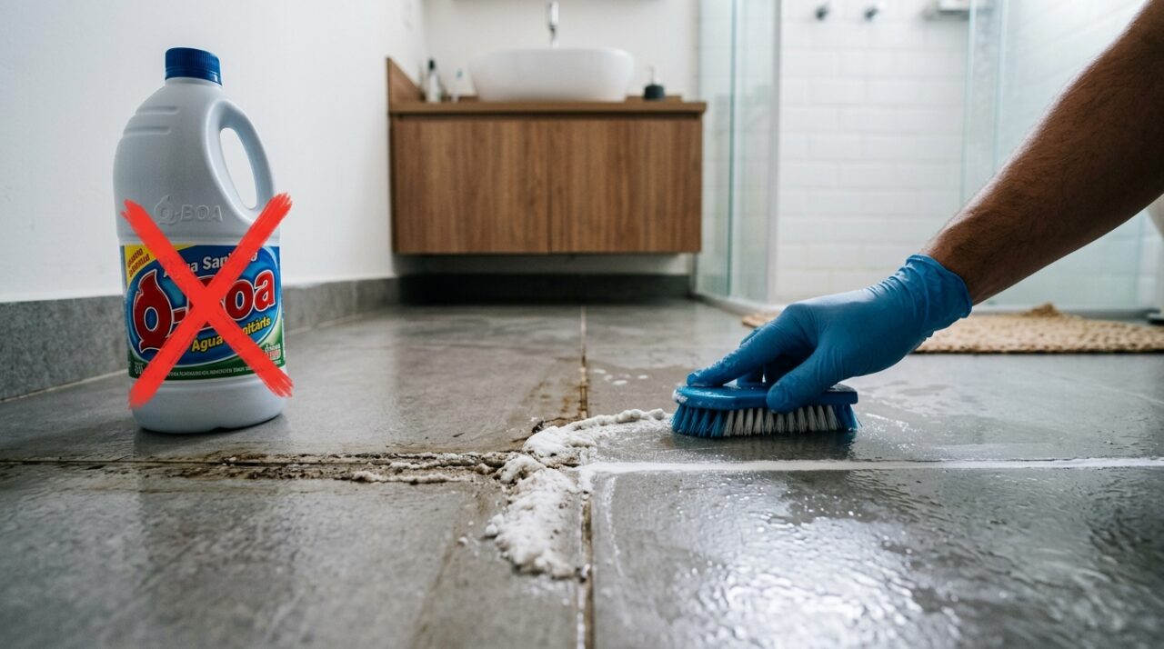 Sem cloro, nem água sanitária: a melhor forma de limpar rejunte encardido do banheiro sem desgastar o piso