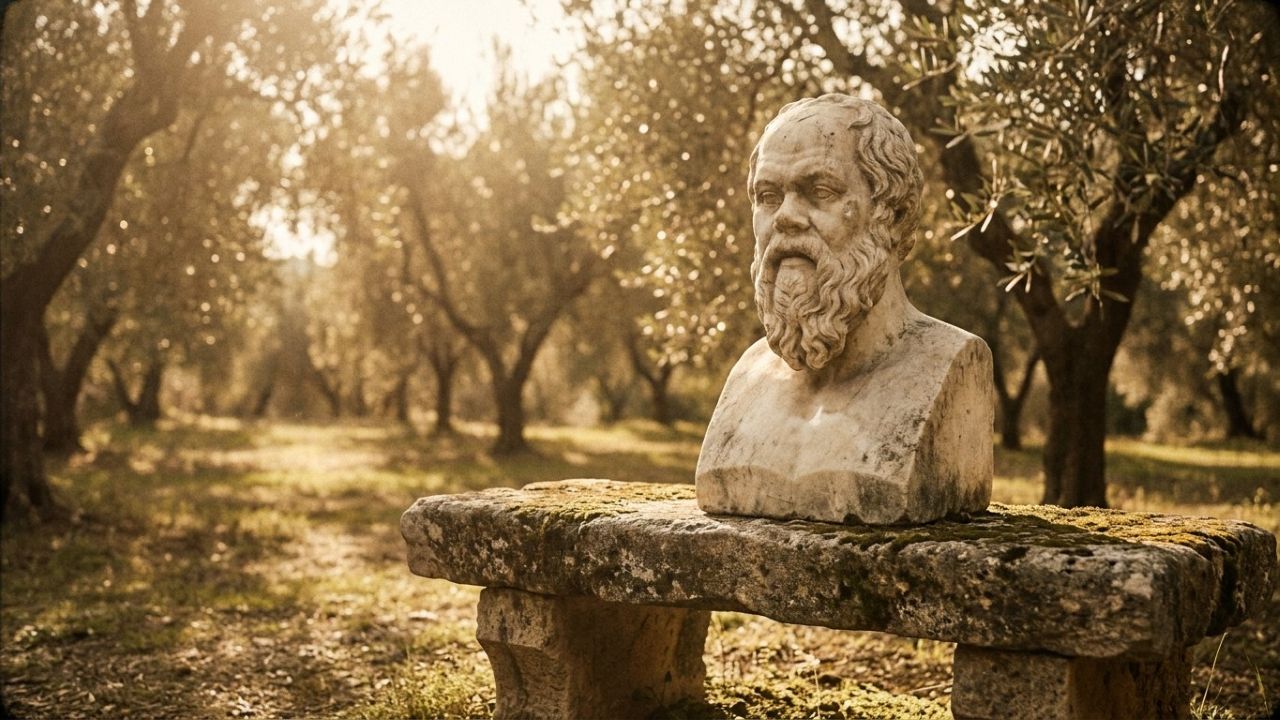 Frase do dia de Sócrates: "Ao entrar no casamento, não olhe para o rosto, que muda com as estações, nem para a riqueza, que pode desaparecer da noite para o dia. Olhe, em vez disso, para..." A lição sobre escolher um companheiro digno