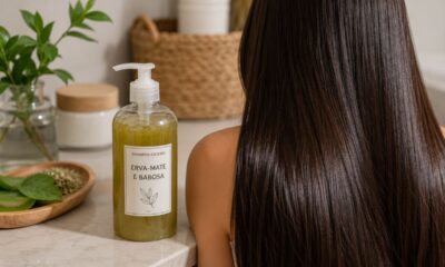 Cabelo longo e forte com esse shampoo caseiro de erva-mate e babosa