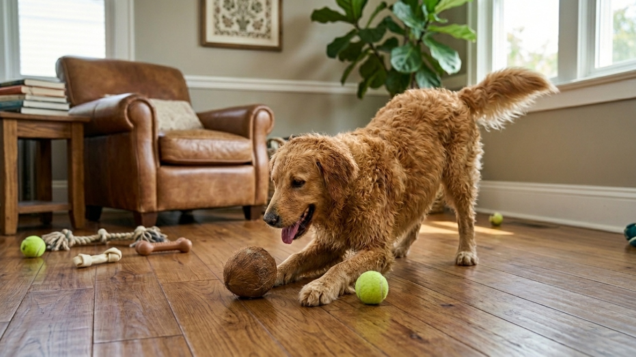 Cão que só tinha um coco para brincar ganha uma maratona de compras de brinquedos