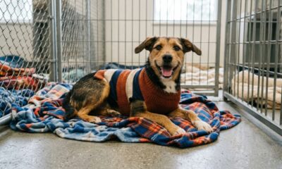 Cão Goofy se transforma após ganhar suéter em resgate emocionante