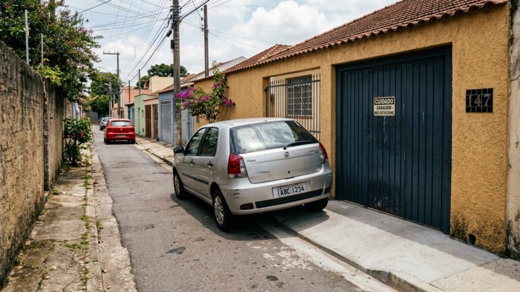 Morador estaciona em frente à própria garagem para facilitar a rotina, mas regra de trânsito acaba iniciando discussão e multa inesperada