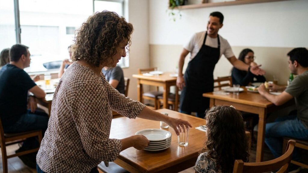 Segundo a psicologia, pessoas que ajudam garçons a organizar e limpar a mesa demonstram empatia, respeito e consciência social