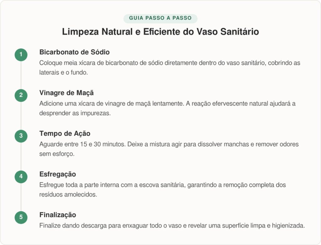 Despejar bicarbonato de sódio e vinagre de maçã no vaso sanitário: para que serve e por que é recomendado