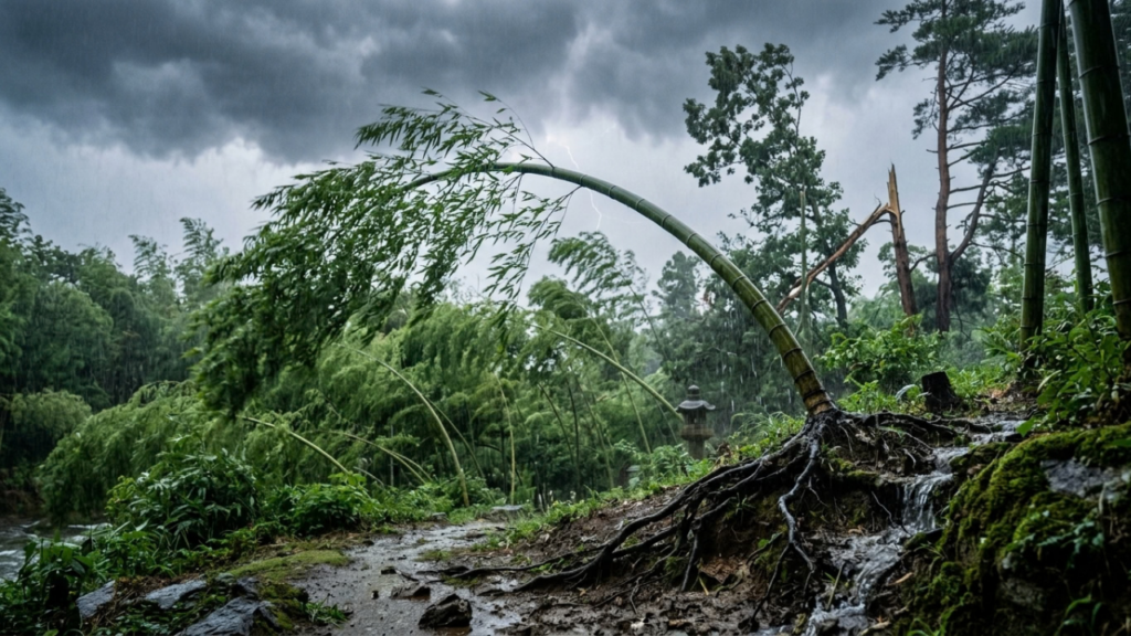 Provérbio japonês do dia, “O bambu que sobrevive ao vento não é o mais duro da floresta, mas aquele que aprendeu a se curvar sem abandonar suas raízes”, sobre flexibilidade, orgulho e como ceder nem sempre significa fraqueza