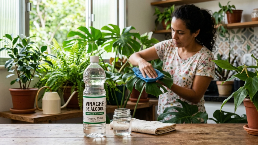 O truque simples com vinagre que faz as plantas ficarem mais bonitas e saudáveis e toda visita vai notar