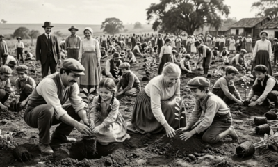 Em 1902, cerca de 500 crianças plantaram 242 mudas no interior de São Paulo iniciando o primeiro ato ecológico da América Latina, inspirando o Dia da Árvore no Brasil e transformando Araras em seu símbolo nacional