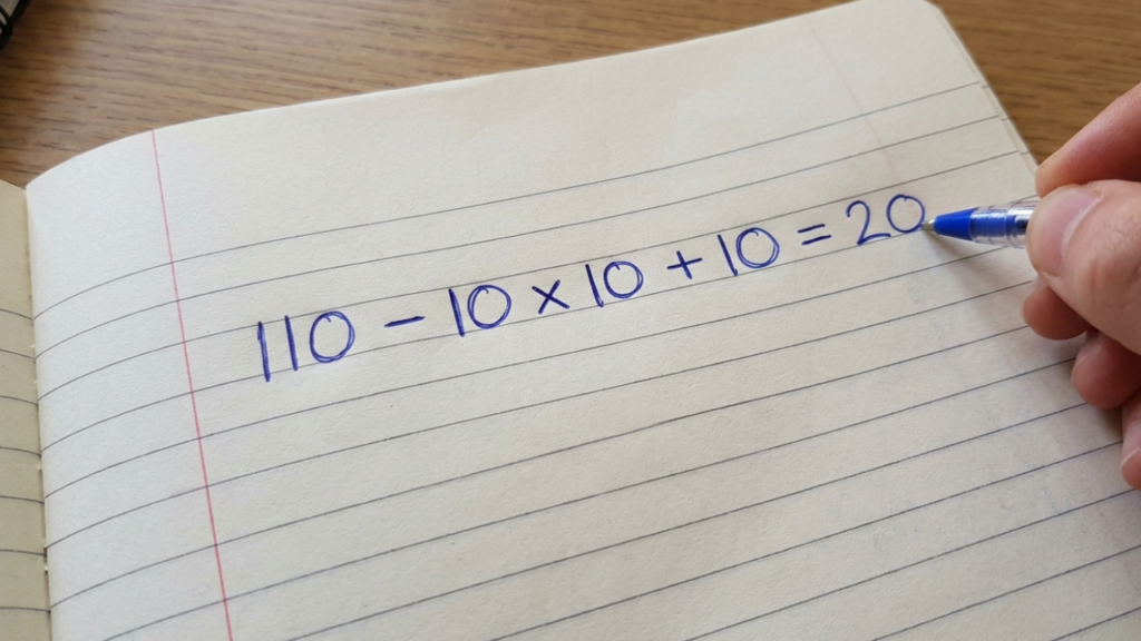 O desafio do 110 - 10 x 10 + 10 = __? Poucos conseguem encontrar a resposta em 20 segundos