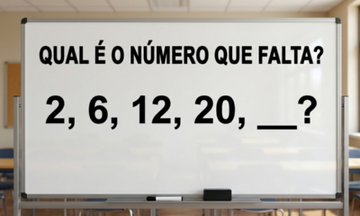 O teste do número que falta, 2, 6, 12, 20, __? Trava quem tenta somar sempre o mesmo valor
