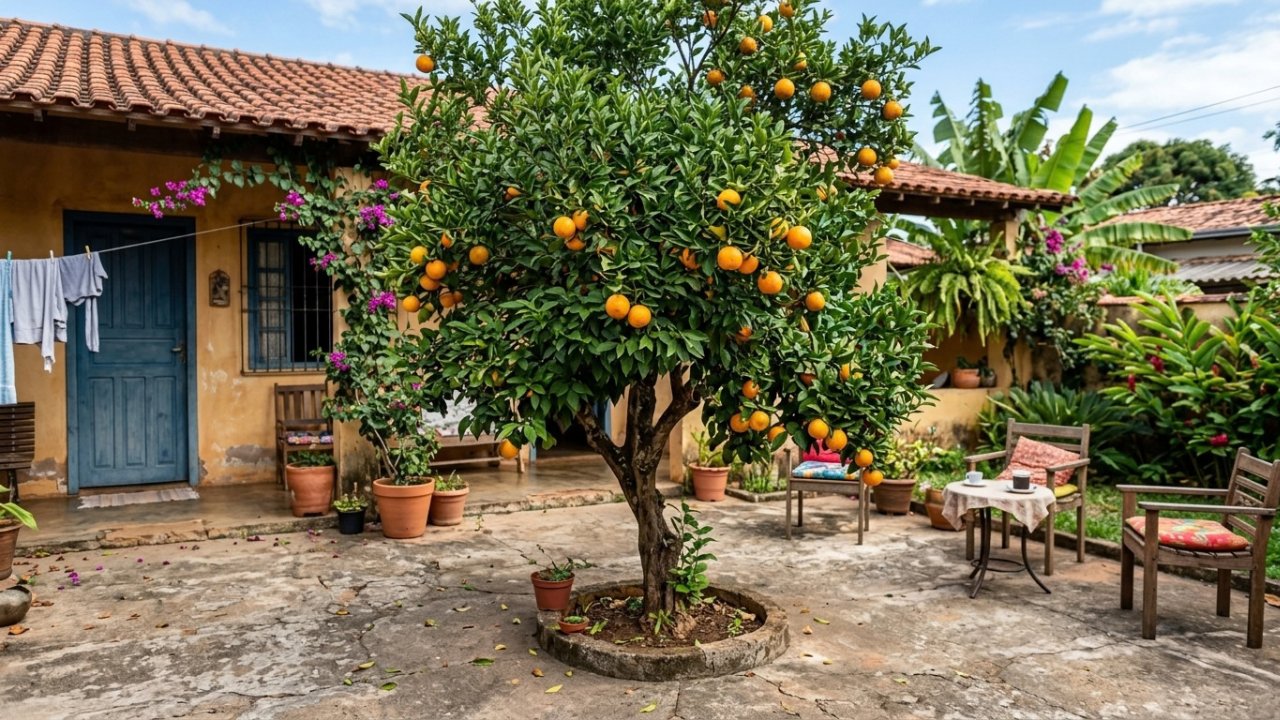 7 árvores frutíferas cujas raízes não danificam o pavimento do seu quintal, perfeitas para espaços pequenos