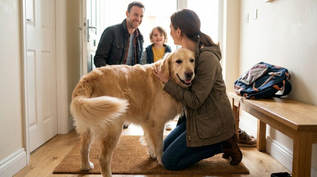 Cães agitados quando o dono chega em casa nem sempre estão demonstrando felicidade, explicam veterinários