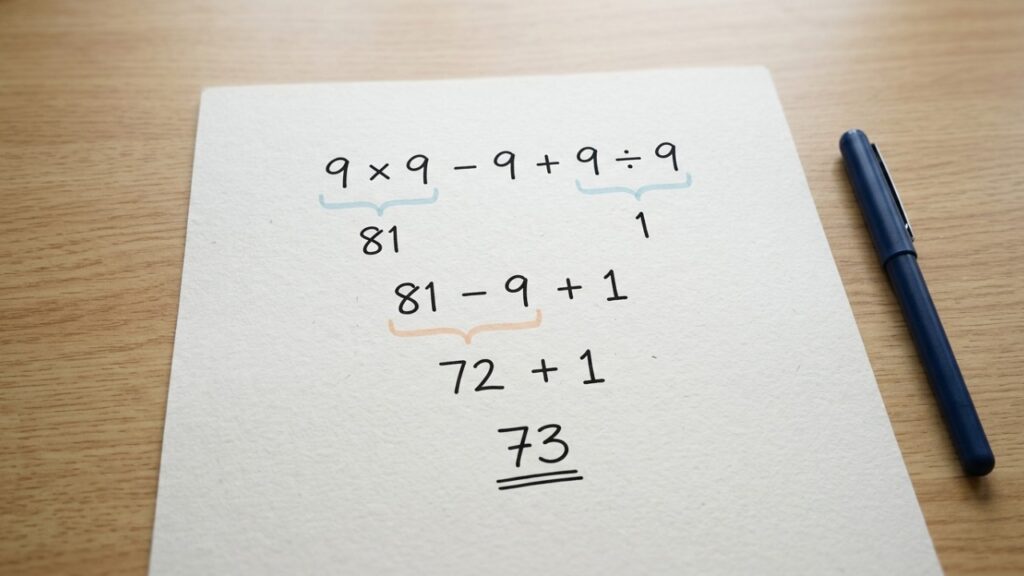 Você consegue resolver 9 × 9 - 9 + 9 ÷ 9 sem cair na pegadinha?