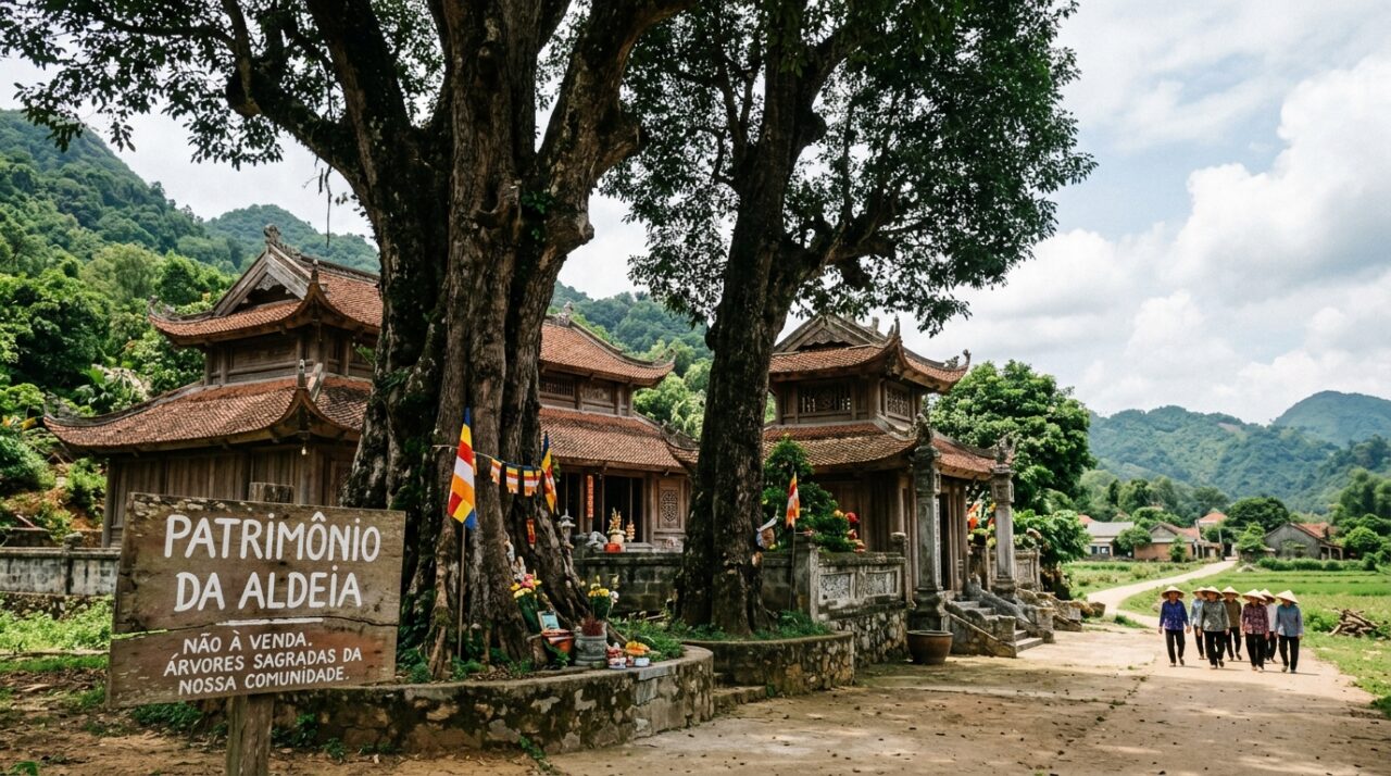 Duas árvores centenárias com mais de 200 anos e uma madeira rara: oferecidas por 100 bilhões, mas ainda não vendidas, e toda a aldeia se reveza para protegê-las
