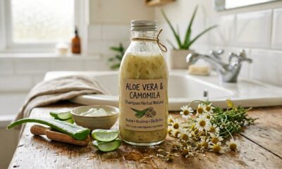 Aprenda a fazer seu próprio shampoo natural de aloe vera e camomila