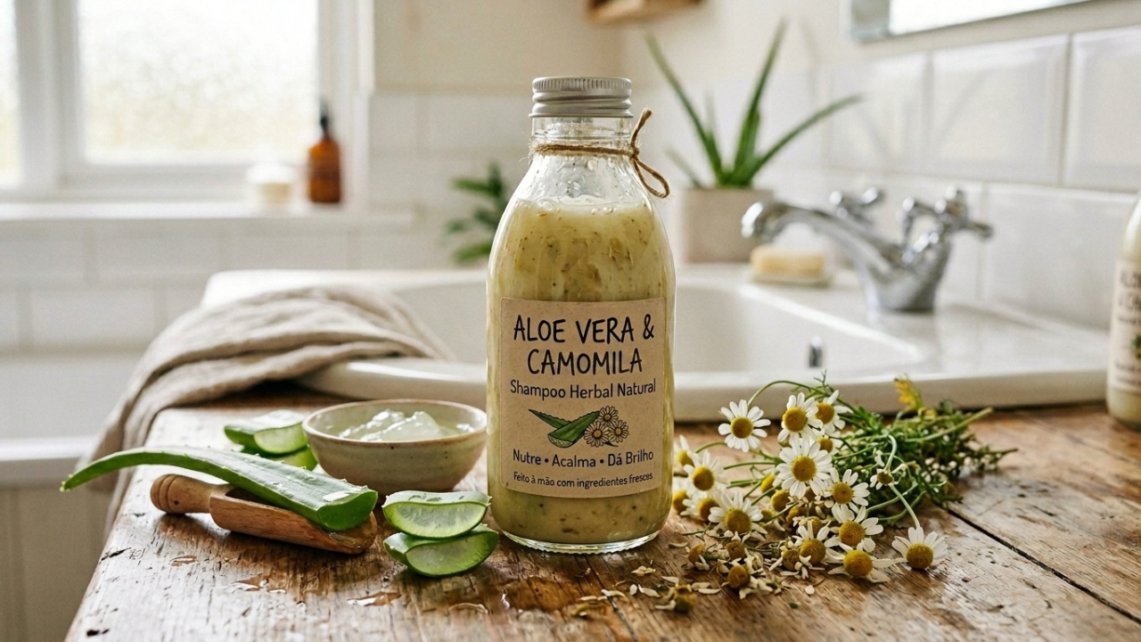 Aprenda a fazer seu próprio shampoo natural de aloe vera e camomila