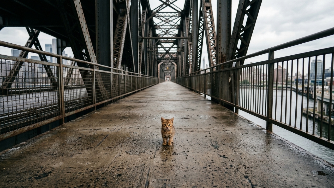 Gatinho minúsculo é encontrado sozinho em ponte e ganha uma nova chance