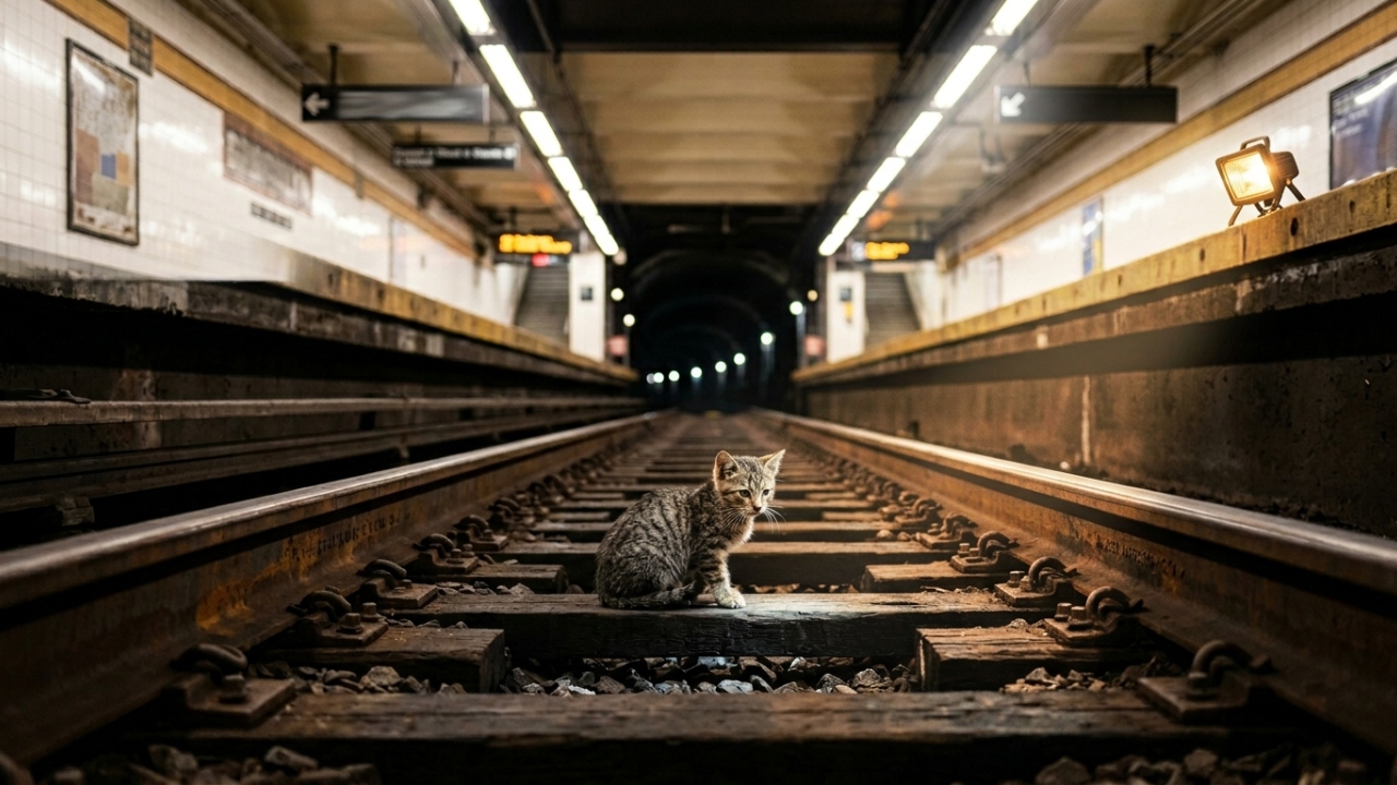 Passageiros que aguardavam o metrô no Brooklyn encontram gatinho perdido nos trilhos