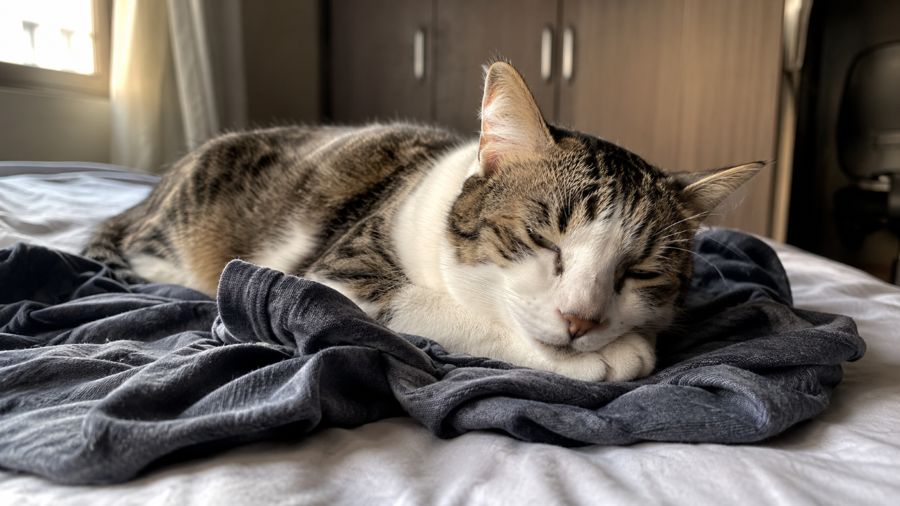 O motivo curioso que faz seu gato escolher sua roupa em vez da caminha dele para dormir