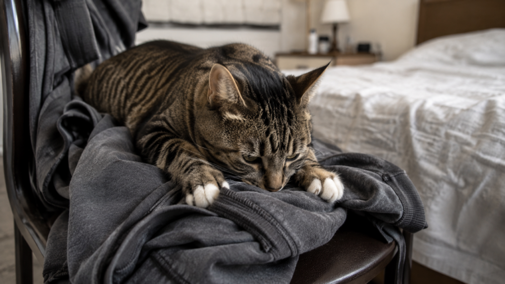 O motivo curioso que faz seu gato escolher sua roupa em vez da caminha dele para dormir