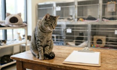 Little Dude trabalha em abrigo de cães idosos como gato avaliador