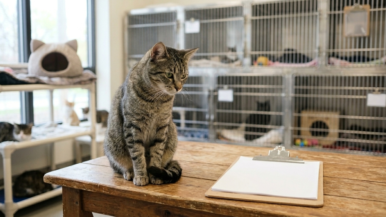 Little Dude trabalha em abrigo de cães idosos como gato avaliador