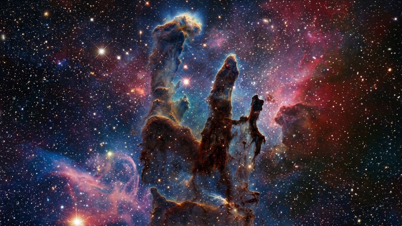 Nebulosa gigante cria novas estrelas em colunas de gás e poeira com quase 50 trilhões de quilômetros de altura