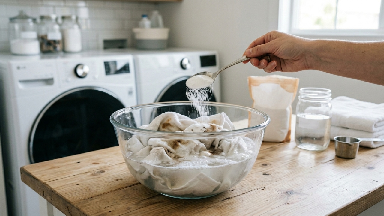 Adicione 1 colher de sopa deste ingrediente à água de molho: suas toalhas manchadas ficarão como novas, sem precisar esfregar